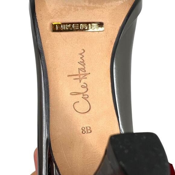 COLE HAAN x Nike Air Peep Toe Leather Pumps 3.5 inch heel in Metallic Gray Sz 8B - Picture 8 of 8